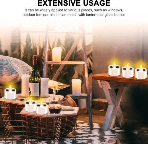 Vista 6 de Hortsun 6 piezas de luz solar de té de Halloween, velas sin llama
