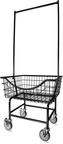 Vista 10 de LVP Big Brother - Carrito de lavandería comercial con estante de doble poste 3.25 bushels (acabado cromado de grado comercial)