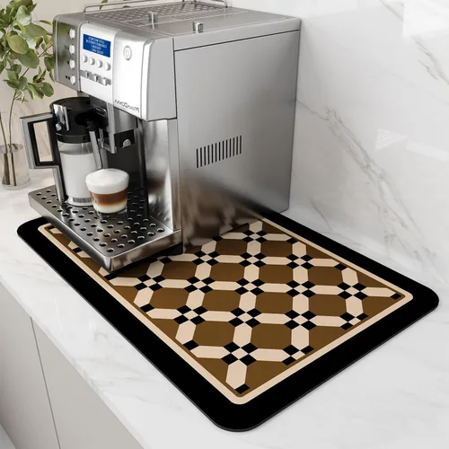 Vista 12 de AMOAMI Tapete de café absorbente con parte trasera de goma para secar platos para encimera de cocina, accesorios de bar para debajo de la cafetera