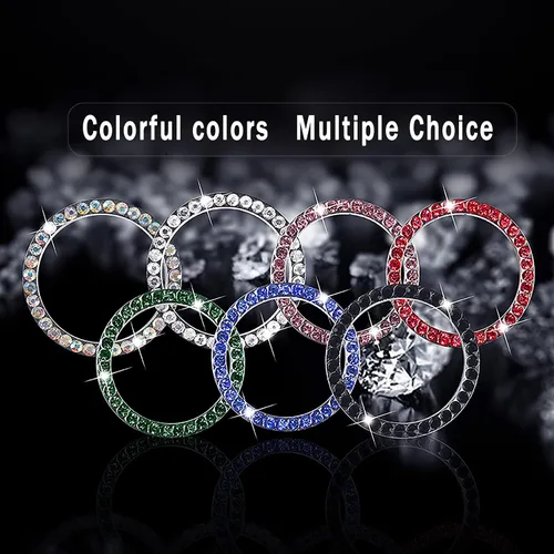 Vista 6 de Bling Car Ring Smblem Sticker, Accesorios Brillantes para Automóvil para Botón de Arranque, Llave de Encendido y Anillo de Perilla Verde