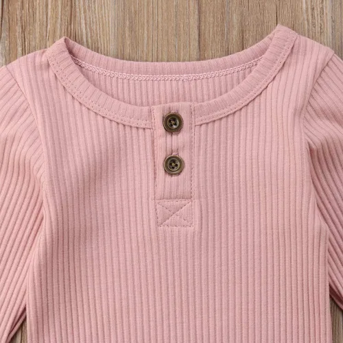 Vista 4 de Seyurigaoka Mameluco de manga larga unisex para bebé recién nacido, con punto acanalado liso, para niño y niña