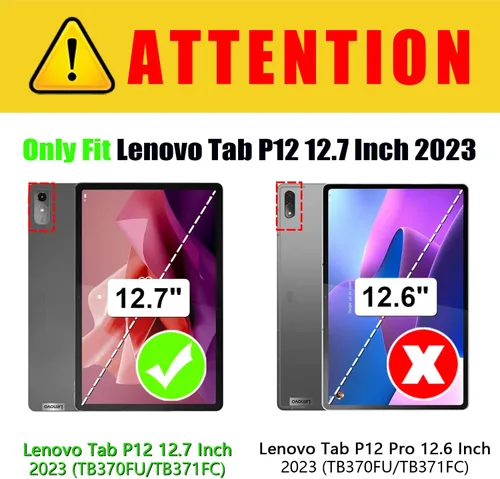 Vista 2 de Funda para Lenovo Tab p12 12.7 pulgadas 2023 TB-370FU, carcasa trasera de TPU suave delgada inteligente con cubierta de soporte multiángulo