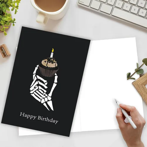 Vista 3 de Ziwen Tarjeta de Cupcake de Cumpleaños Grosera, Regalos Divertidos del Día Gótico para Ella y Él, Tarjeta de Feliz Cumpleaños para Hombres