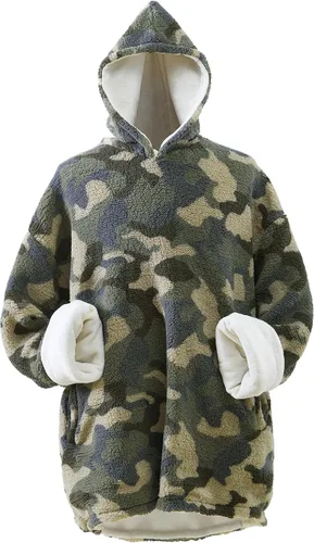 Vista 11 de Coleman Sudadera con Capucha de Manta Vestible de Gran Tamaño de Sherpa y Micro-Visón, Azul - Talla Única para la Mayoría