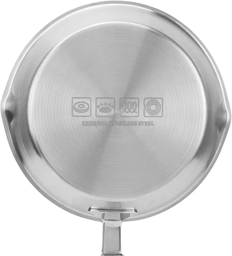 Vista 9 de Asixxsix Sartén de acero inoxidable, sartén antiadherente para huevos con mango de madera, sartén de cocina adecuada para todas las estufas