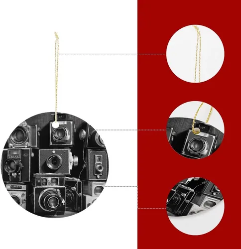 Vista 4 de Retro Cool Camera Collection Christmas Ornament Funny Round Hanging Ornament Pendant Personalized Xmas Round Ceramic Pendant Christmas Ceramic