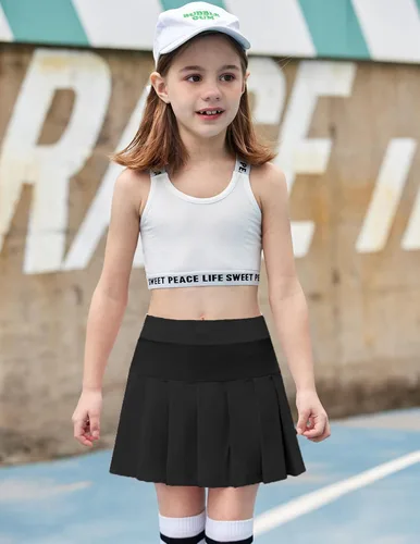 Vista 2 de Arshiner Faldas de tenis para niña con pantalones cortos, falda plisada atlética, falda pantalón de entrenamiento con bolsillos para niños de 4 a 13