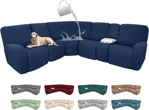 Vista 23 de Fundas de sofá reclinable seccional 100% impermeables para sofá reclinable en forma de L, funda de sofá modular de esquina en forma de L, fundas