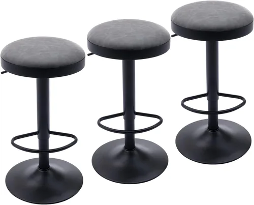 Vista 12 de CIMOTA Juego de 2 taburetes de bar redondos giratorios con espalda descubierta ajustable, taburete de bar moderno industrial para cocina, hogar