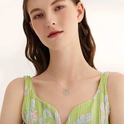Vista 2 de VONALA Sterling Silver SunflowerRose CrossRoseLotus FlowerHonney BeePineapple Necklace for Women Flower Pendant Necklace Gifts for Girlfriend Wife