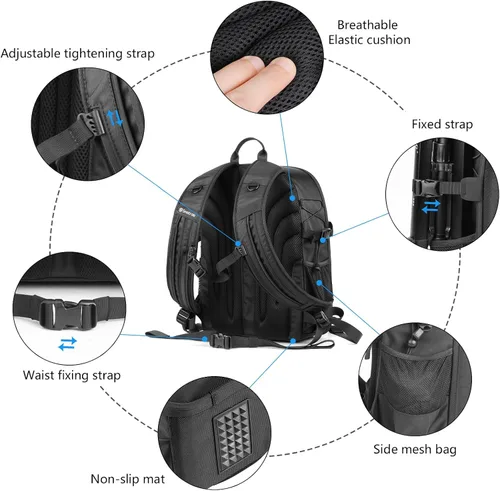 Vista 5 de Smatree Mochila profesional para DJI Air 3, funda rígida impermeable para DJI Air 3 Fly More Combo/RC 2 y accesorios