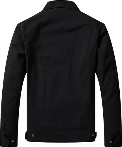 Vista 2 de WenVen Chaqueta militar informal ligera de lona para hombre