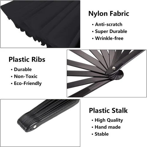 Vista 4 de Large Folding Hand Fans (6pcs) for Line Dancing