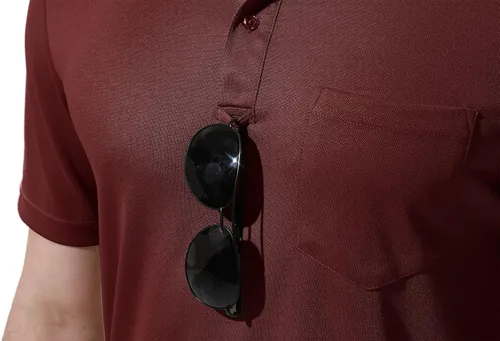 Vista 6 de YSENTO Polo para hombre, de manga corta, con cuello y bolsillo