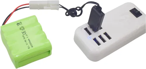 Vista 3 de AA 9.6V 2800mah RC Battery Pack con Tamiya plug con cable de carga USB para tanques de juguete Departamento de Ingeniería de cama plana