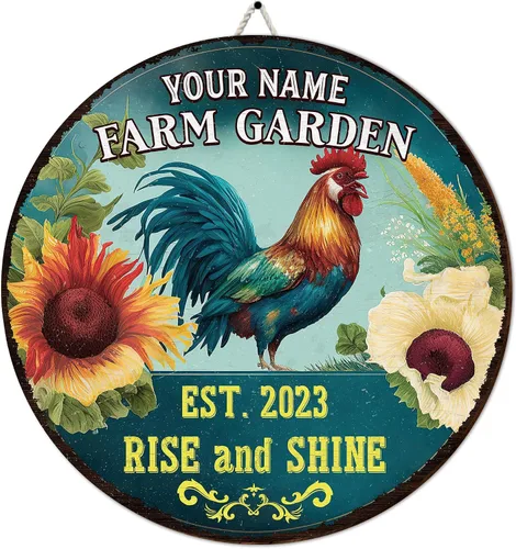Vista 18 de Letrero de madera de gallinero personalizado para gallinero, diseño de granja esponjosa, varios tamaños, nombre personalizado, título y cita