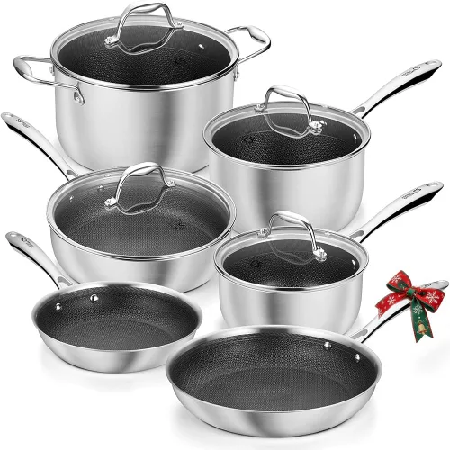 Vista 9 de KOCH SYSTEME CS Triply Stainless Steel Cookware Set 6 Piece, Nonstick Hybrid Pots Set 2QT & 3QT & 8QT, Kitchen Cookware Set with Honeycomb
