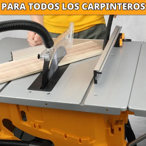 Vista 11 de Hoteche Sierra de Mesa de 10 Pulgadas - Sierra Eléctrica de 15 Amperios con Soporte y Mesa Extensible para Carpintería, Ebanistería, Proyectos