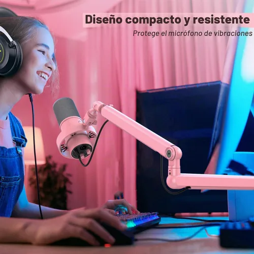 Vista 2 de FIFINE Studio XLR - Paquete de micrófono para podcast con soporte de micrófono de perfil bajo, micrófono de transmisión USB con botón de silencio