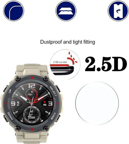 Vista 3 de Protector de pantalla de cristal templado para Amazfit T-Rex/Amazfit T-Rex Pro, antiarañazos, antirreflejos, antihuellas, 4 unidades, compatible