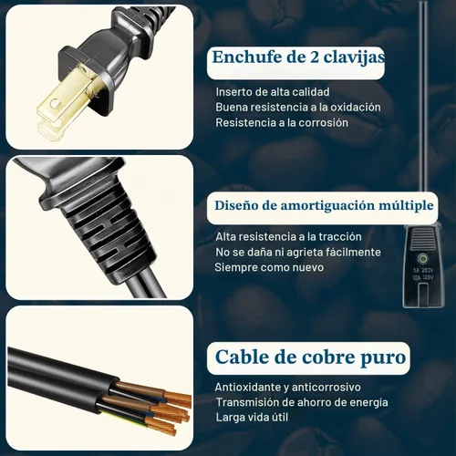 Vista 4 de HASMX Cable de alimentación de repuesto para percolador de 36 pulgadas para Presto Percolator 0281104 0281105 0261105, cable de 2 pines