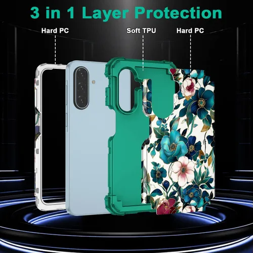 Vista 3 de Hekodonk Funda para Galaxy A17 5G, tres capas de protección resistente a prueba de golpes, plástico duro+silicona suave, funda protectora de cuerpo