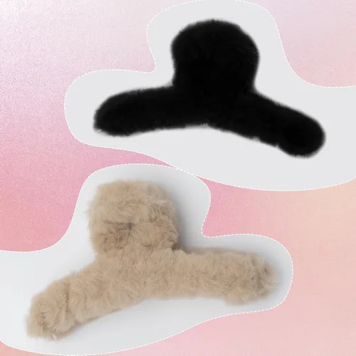 Vista 6 de 2 pinzas peludas para el cabello de felpa para cabello grueso y delgado, pinzas grandes antideslizantes de pelo sintético para mujeres