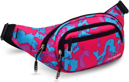 Vista 10 de NSYOOMH Bolsas de Cintura Grandes para Mujeres y Hombres, 5 Bolsillos con Cremallera Bolsas de Cintura Resistente al Agua, Prácticas para Correr al