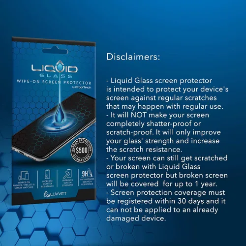 Vista 6 de LIQUID GLASS Protector de pantalla con cobertura de $500 Nano protección resistente a arañazos e inastillables para todos los teléfonos, tabletas