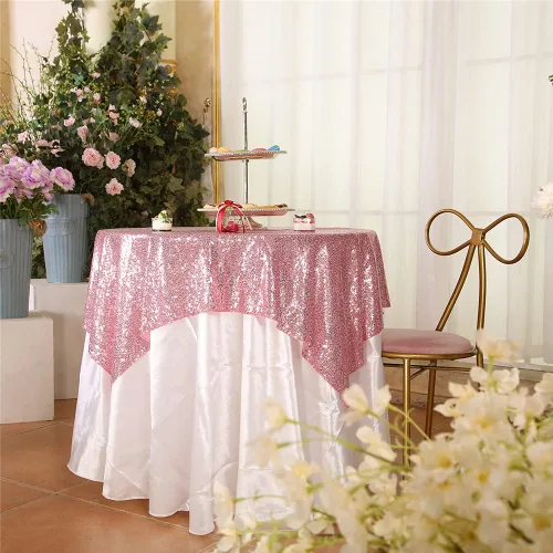 Vista 75 de Eternal Beauty Mantel rectangular cuadrado de 50 x 50 pulgadas para tartas, postres, exposiciones, fiestas, eventos de cumpleaños