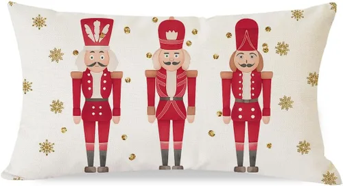 Vista 11 de PANDICORN - Funda de almohada decorativa de Cascanueces de Navidad 12x20 pulgadas, decoración de Navidad en negro con Cascanueces, cojín decorativo