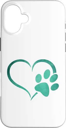 Vista 22 de Vintage green Dog Paw Print heart For Dogs Lover Case for iPhone 16