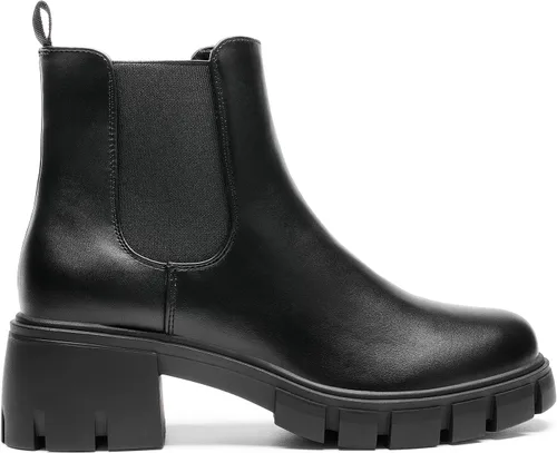 Vista 2 de DREAM PAIRS Botines Chelsea para mujer con tacón bajo y grueso, suela elástica, botines para mujer