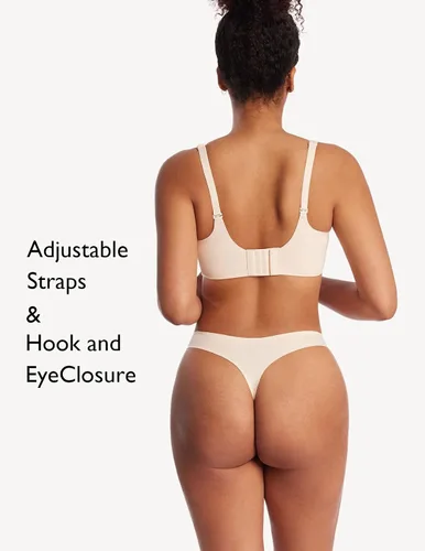 Vista 4 de COMFELIE Sujetador sin costuras para mujer, brasier ultra cómodo, cuello en V, ajustable, invisible, bralette YN25
