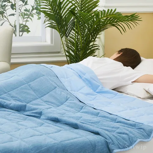 Vista 18 de Satwip - Manta con peso de 10 libras tamaño individual, manta con peso refrescante para personas que duermen calientes, jersey de moiré fresco