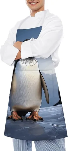 Vista 4 de Personalized Penguin Adult Apron, Kitchen Cooking Aprons for Woman Man, Adjustable Bib Apron with Pocket for Baking, BBQ Crafting Outdoors, Dining
