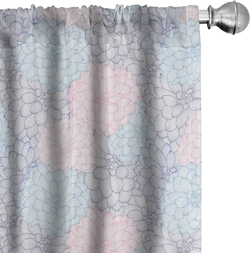 Vista 25 de Ambesonne Paquete de 2 cortinas para ventana con estampado de hojas, arte botánico con hojas, mosaico, detalles cuadrados cúbicos, naturaleza