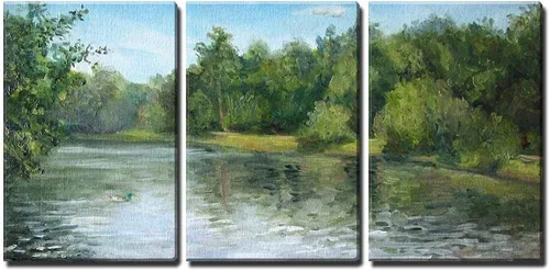 Vista 6 de wall26 - Arte de pared en lienzo de 3 piezas, delfín y león marino bajo el agua sobre fondo del océano mirándote - Arte moderno para el hogar