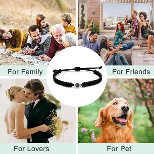 Vista 7 de JUBOPE Pulseras personalizadas con fotos, pulsera de proyección con imagen en el interior, pulsera con imagen personalizada, regalo conmemorativo