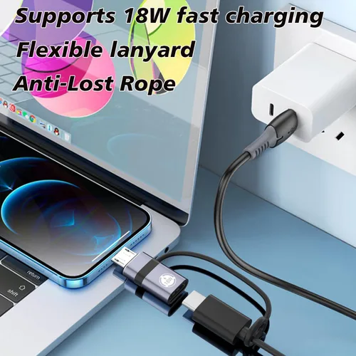 Vista 5 de Adaptador USB gris C a micro USB, adaptador tipo C hembra a micro USB macho, adecuado para Samsung Galaxy S6/S7 Edge, LG Nexus 4/5/6 y otros