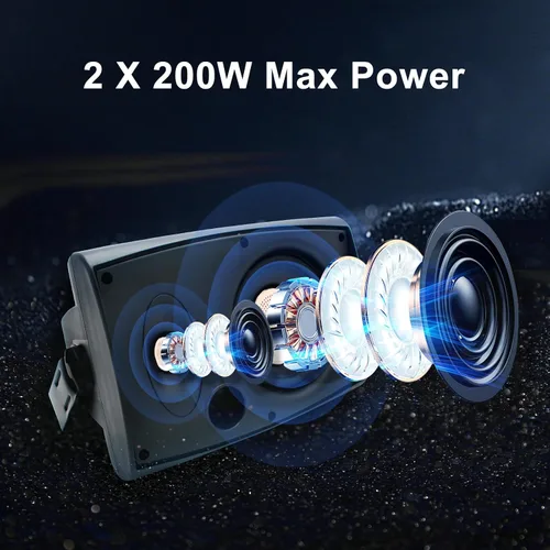 Vista 2 de Altavoces para exteriores de 6.5 pulgadas, 400 W, con cable, impermeables, pasivos con graves potentes, altavoces de montaje en pared para patio