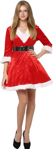 Vista 3 de EraSpooky Disfraz de Papá Noel de Navidad para mujer