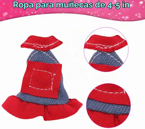 Vista 5 de 6 piezas de ropa de muñeca de 4 pulgadas, vestidos de moda, tops y pantalones para muñecas de 4 a 5 pulgadas