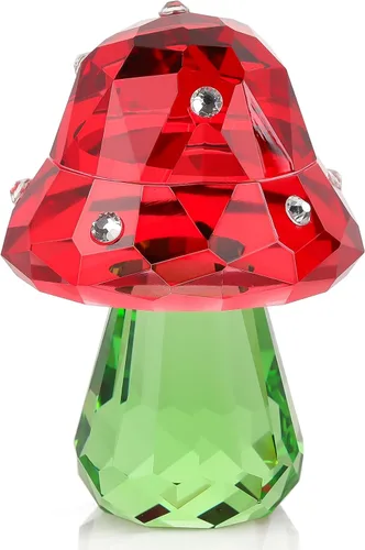 Vista 9 de Figura de cristal de hongo, bonita decoración de escritorio para el hogar con circonitas brillantes, regalos de hongos Kawaii para mujeres, adorno