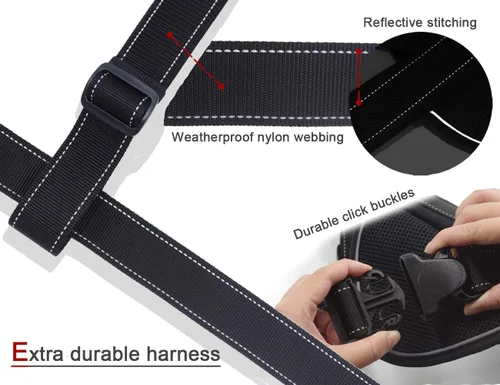 Vista 3 de Yogadog– Arnés resistente para perro, evita tirones, acolchado con correa integrada extendida epecial, costuras reflectantes, especial para perros