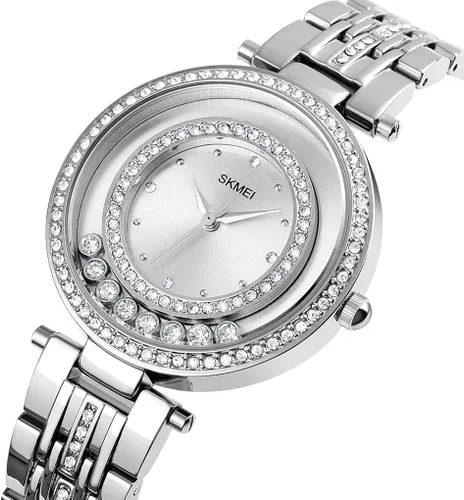 Vista 2 de SKMEI Lady Watches for Women Female Bling Dress Fashion Luxury Diamond Business Casual Analog Quartz Waterproof Stainless Steel Wristwatches Gifts