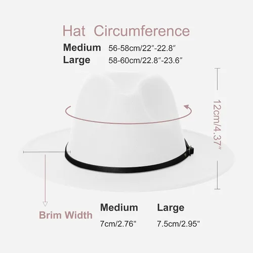 Vista 2 de Sombreros Fedora de ala ancha para mujeres y hombres, sombrero clásico de fieltro de Panamá para hombre, sombrero de vestir de dos tonos con hebilla