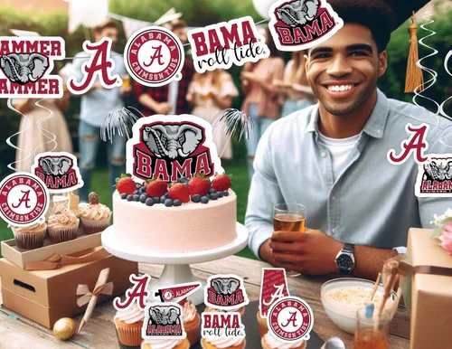 Vista 2 de Suministros de fiesta de la Universidad de Alabama para fútbol de Bama, regalo de cumpleaños Roll Tide, pancarta de fiesta de graduación de UA