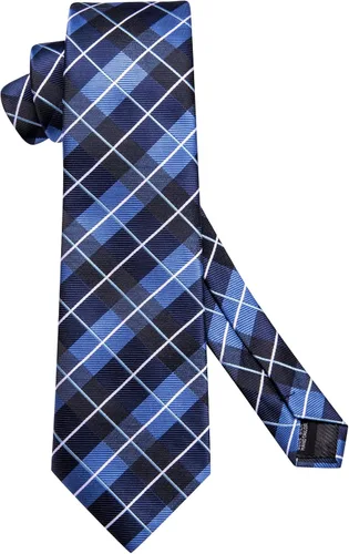Vista 165 de Hi-Tie Corbata clásica de cachemira para hombre con pañuelo y gemelos a cuadros