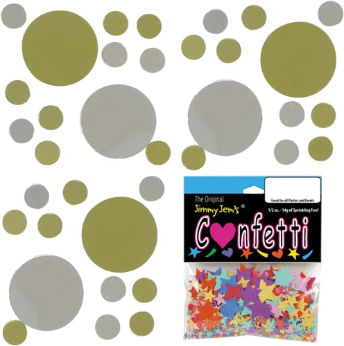Vista 3 de Confeti Circle New Bubbly (3 tamaños), dorado, plateado, 2 bolsas de media onza (1 oz) #8475 Q01